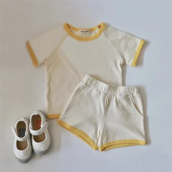 Комплекти летни детски дрехи за деца от 0-3 години, тениски и панталони с къси ръкави, 2 броя, костюми за малките момчета и момичета, памучен дрехи за деца