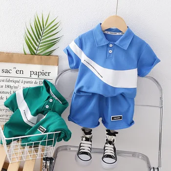 Комплекти летни дрехи за момчета 2023, детски памучни тениски-поло