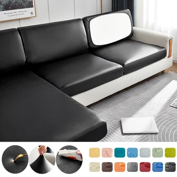 лесно моющийся водоустойчив калъф за мебели от изкуствена кожа, обикновен калъф за дивана, калъф за седалка, ъглов диван, еластичен еластичен калъф за дивана