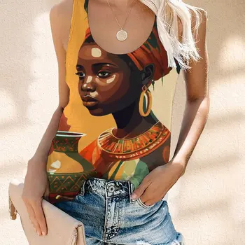 Летни дамски ежедневни тънка риза, секси модерен жилетка с 3D принтом това момиче, риза без ръкави с отворен гръб за жени на тениски