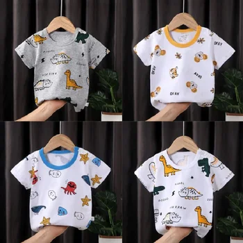 Летни дрехи за малки момчета, детски тениски с анимационни принтом, детски ризи, памучни блузи за деца 2021