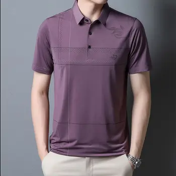 Летни мъжки ризи поло с къс ръкав, модерен отложной яка, свободни ежедневни блузи с принтом в клетката и шарени копчета