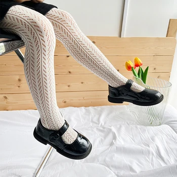 Летни окото тънки памучни чорапи-мрежа, Прекрасна реколта корейски бели мрежести чорапогащи за стил Лолита