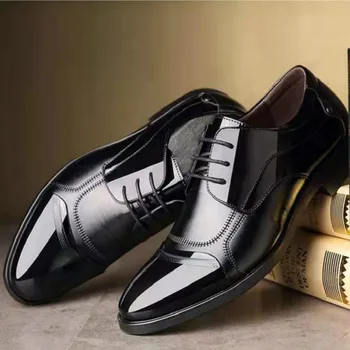Луксозни бизнес кожени обувки-oxfords, мъжки дишащи гумени вечерни модела обувки, мъжки офис сватбени обувки на равна подметка, Mocassin Homme