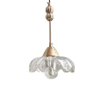 Луксозни стъклени висящи лампи с абажуром, френски, скандинавски сметана стил, нощна лампа за спални, ресторант, бар, прозорец, висящи лампи