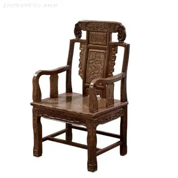 Мебели от червено дърво, крилата на стол, дървен стол Тайши, чай стол от три части, китайски маса за хранене, стол, компютър за кабинета на шефа от масивна дървесина