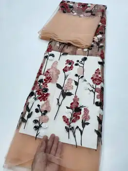 Модни нигерийская лейси плат, най-новата 3D апликация с цветя, африкански лейси плат, френска вуалевая лейси плата за булчинската рокля дантела