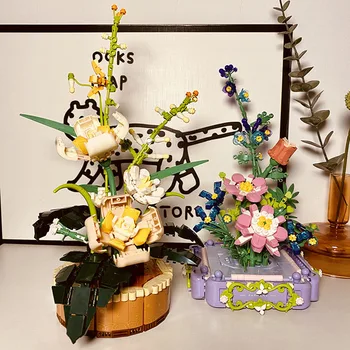 Монтаж на градивен Украса Букет цветя, Бонсай Класически комплект за възрастни Дисплей са подбрани модел Детски пъзел Подарък за Спомен