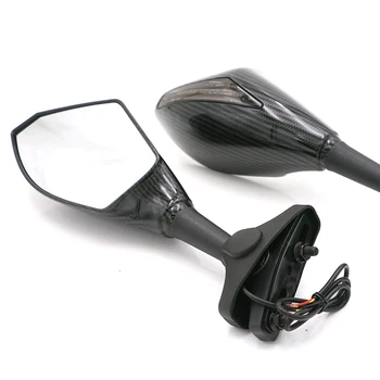 Мотоциклетни карбоновые странични огледала за обратно виждане с led индикатор на завоя за Suzuki Yamaha