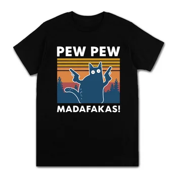Мъжки t-shirt Pew Madafakas, Тениска с Принтом Прекрасни Черни Котки, Мъжки Модни Брандираната Тениска Оверсайз За Мъже, Ежедневни Блузи С Къс Ръкав