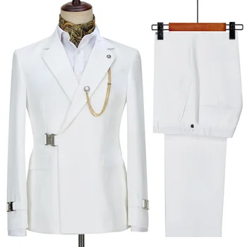 Мъжки бял бизнес костюм 2023 - Trajes De Hombre - Идеални за официални събития Блейзери Trajes Elegante Para Hombres