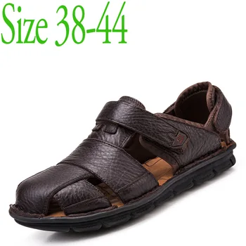 мъжки плажни обувки, висококачествени сандали от телешка кожа за мъже, мъжки сандали, летни обувки в стил ретро, сандали, от естествена кожа, slgb5