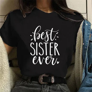 Най-добрата тениска за Сестра, подарък за Сестра, Тениски за Братя и сестри, Забавни летни тениски за момичета и Жени, Ежедневни блузи големи размери