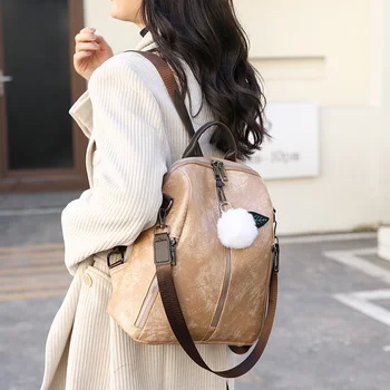 Нов модерен раница от изкуствена кожа за жени-юноши, женствена чанта Mochila, ретро пътен брендовый раница