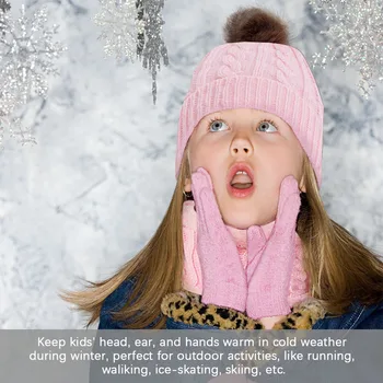 НОВА детска зимна шапка и шал, ръкавици, Комплект, вязаная топла шапка, ръкавици без пръсти, изолацията за врата за момчета и момичета