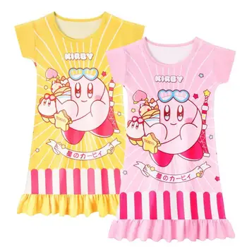 Нова пижама Kawaii Sanrio Kirby, пола, домашна рокля, сладки детски летни подаръци с анимационни герои, подаръци за приятелки, играчки за момичета