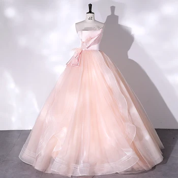 Ново Сладко Розова Бална рокля на принцеса, сватбени рокли, секси, без презрамки, дължина до пода, Abiti Da Sposa Colorati, Прости, Vestidos De Новия