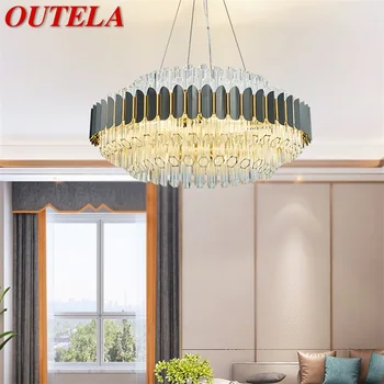 Окачен лампа OUTELA с кристали, луксозна led лампа в постмодерния стил, полилей за домашна трапезария, хол