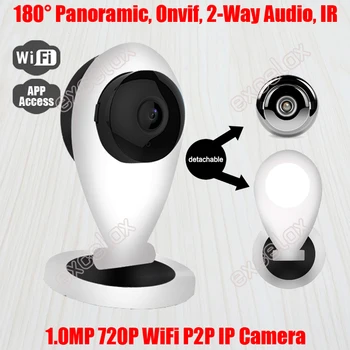 От 180 Градуса Панорамен 1MP 720P Onvif WiFi P2P Домашен IP Камера следи бебето 2-Лентов аудио Безжичен Мобилен телефон, видео Наблюдение