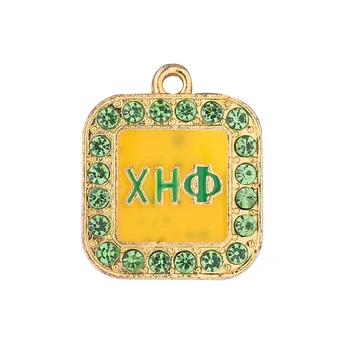 От 1932 година, зелено-жълто женски клуб, планински кристал, окачване XHO Lady Charm Society Чи Ета Фи
