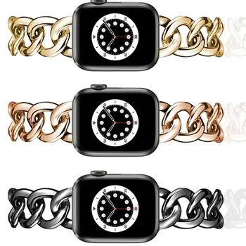 Отнася се за ремешку Apple watch модерен каишка за часовник от неръждаема стомана с лек аромат, жан верига, мъжки или женски стомана каишка
