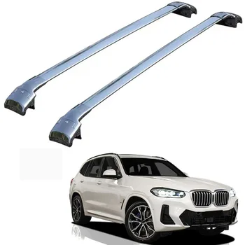 Подходящи за BMW X3 G01 2019-2023 Рейлинги багажник на покрива, носещи поперечины, разпънка, алуминий, сребро, 2 бр.