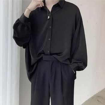Пролетно однотонная мъжки дрехи с дълъг ръкав, корейската версия, без универсален ревера, модерна младежка риза Хонг Конг Breeze
