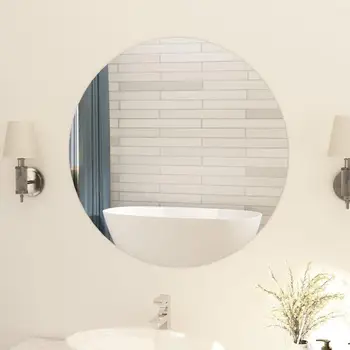 Стенно огледало за баня 31,5 инча Домакински кръгла Форма Без Огледало за Грим от Стъкло Аксесоар За Баня