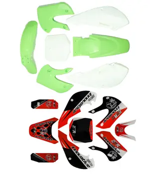 Състезателни комплекти за тяло Motorcy с пластмасово крило, Переводные етикети, Питбайк за KAWASAKI KLX110 DRZ 110 KX65