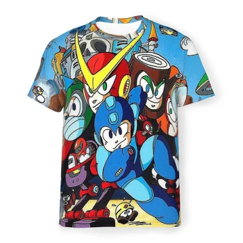 Тениска от полиестер за мъже Mega Man Art, мека ежедневни тънка тениска, на Новост, Свободна