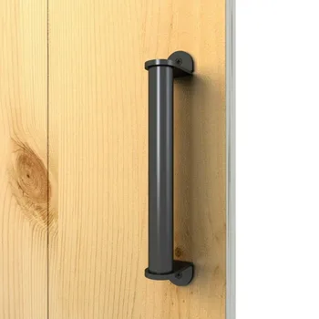 Черна разтегателна дървена дръжка на вратата на плевнята, от неръждаема Стомана, от една страна