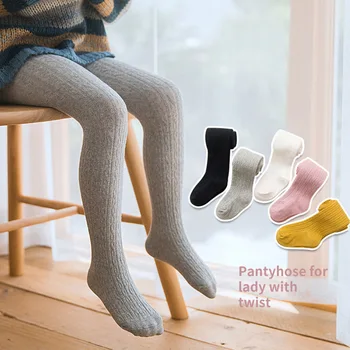 чорапогащник за малки момичета, детски чорапогащи, детски памучни чорапи, топли меки чорапогащи в рубчик за бебета от 0 до 6 години