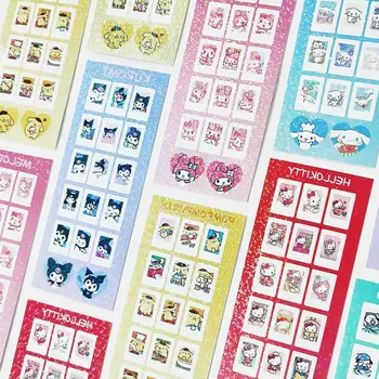 Японски Карикатура Сладки Етикети за семейна колекция от Флаш Холографски клас Колоритен Стикер за скреч книга Декоративна Хартия лаптоп направи си САМ