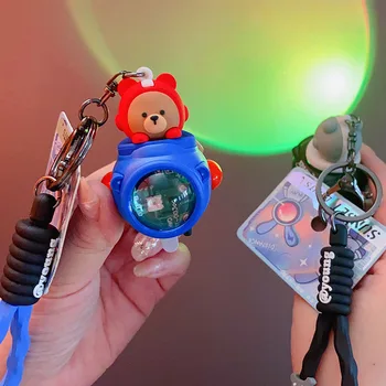Cartoony Летяща Мечка, светлинен ключодържател, Залез, светлинен ключодържател, женска двойка, скъпа чанта, подвесная верижка за ключове, Подаръци