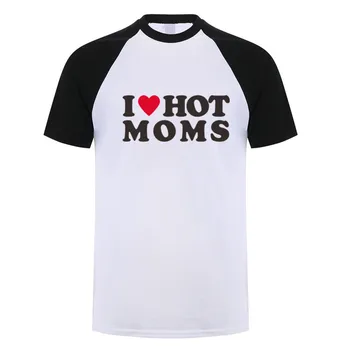 I Love Hot Moms Тениска Годишна Жена Мъжки С Къс Ръкав, Забавни Подаръци, Класически Ризи, Памучни Тениски, Потници OT-009
